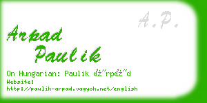 arpad paulik business card